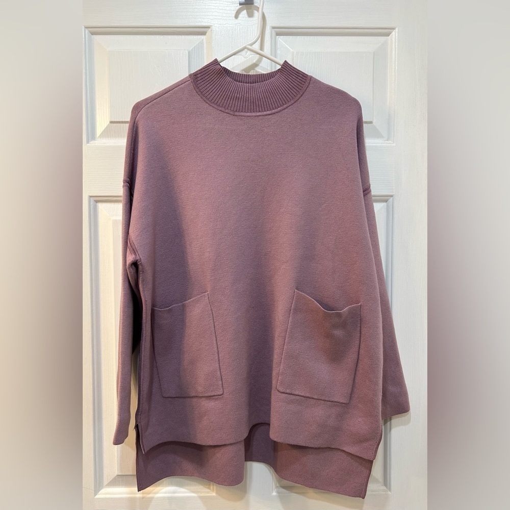 NWOT Chico's Lavender Mock Neck Pullover Sweater Heavyweight W‎ Pockets Sz XL P